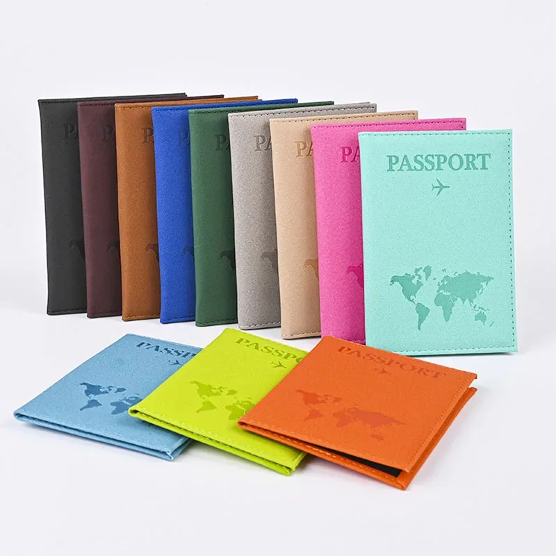 étui de voyage pour passeport en cuir pu avec carte du monde, pour hommes et femmes, organiseur - porte-cartes de protection, housses pour documents d'identité