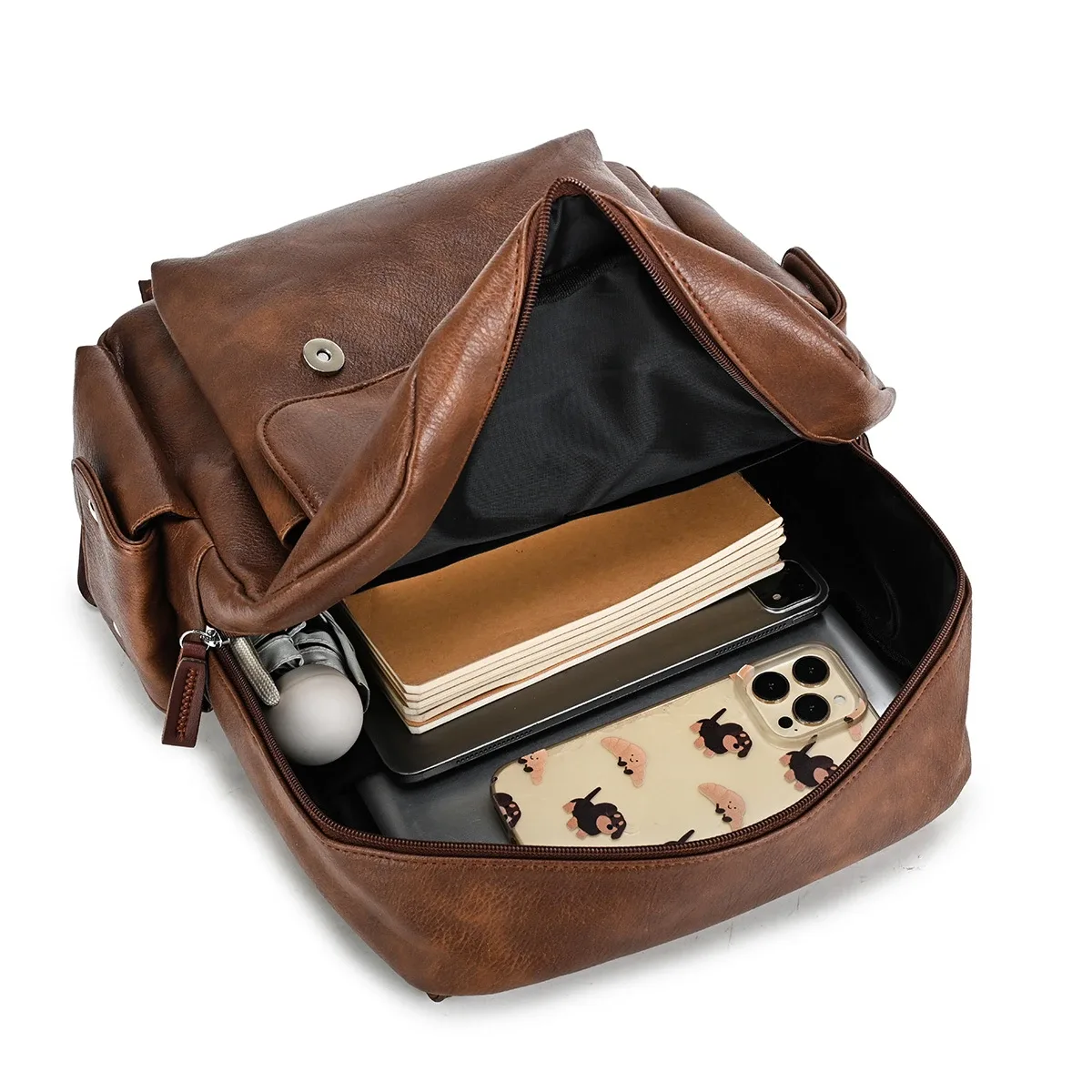 sac à dos rétro à rabat avec boucle, grande capacité, pour étudiants, affaires, ordinateur portable, couple, campus, voyage