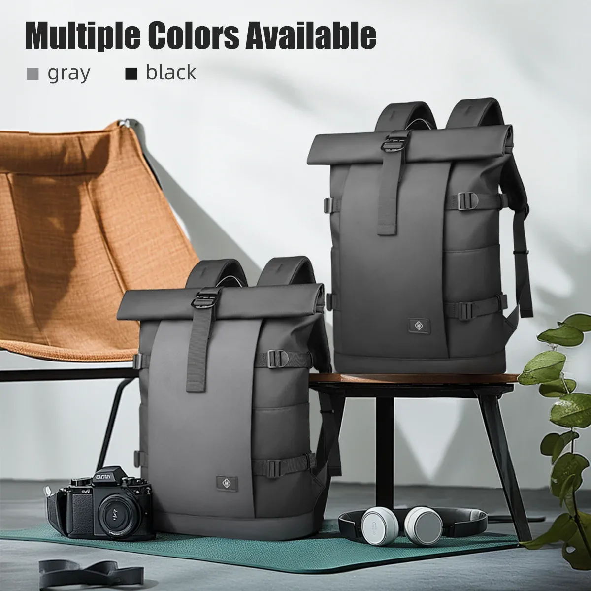 hk – sac à dos de voyage extensible pour hommes, grande capacité, sac à dos de randonnée étanche, sac à dos pour ordinateur portable de 17 pouces, sac d'école pour hommes