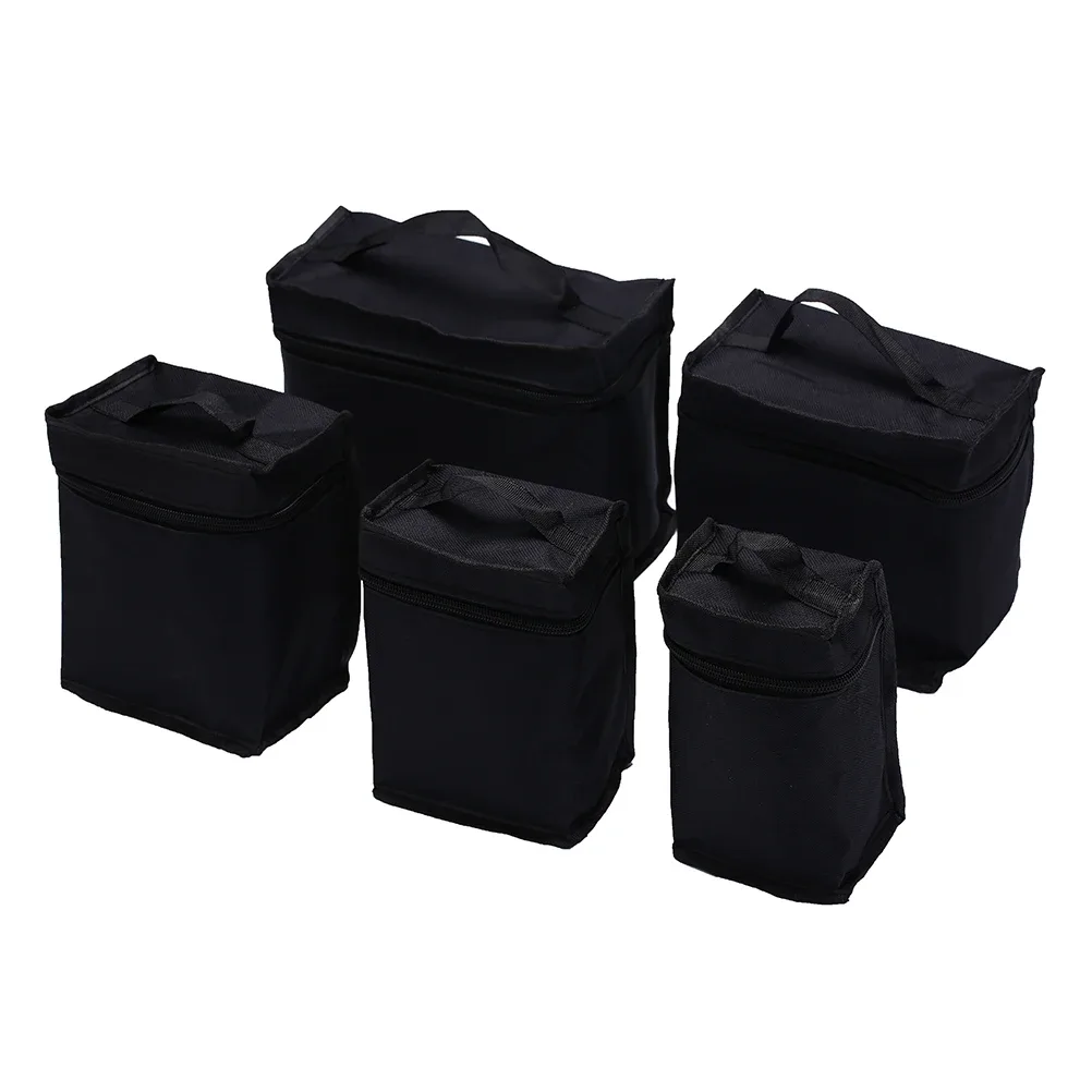 trousse de maquillage de grande capacité, sac cosmétique en toile pliante noire, stylo marqueurs d'art, fermeture à glissière, 5 tan