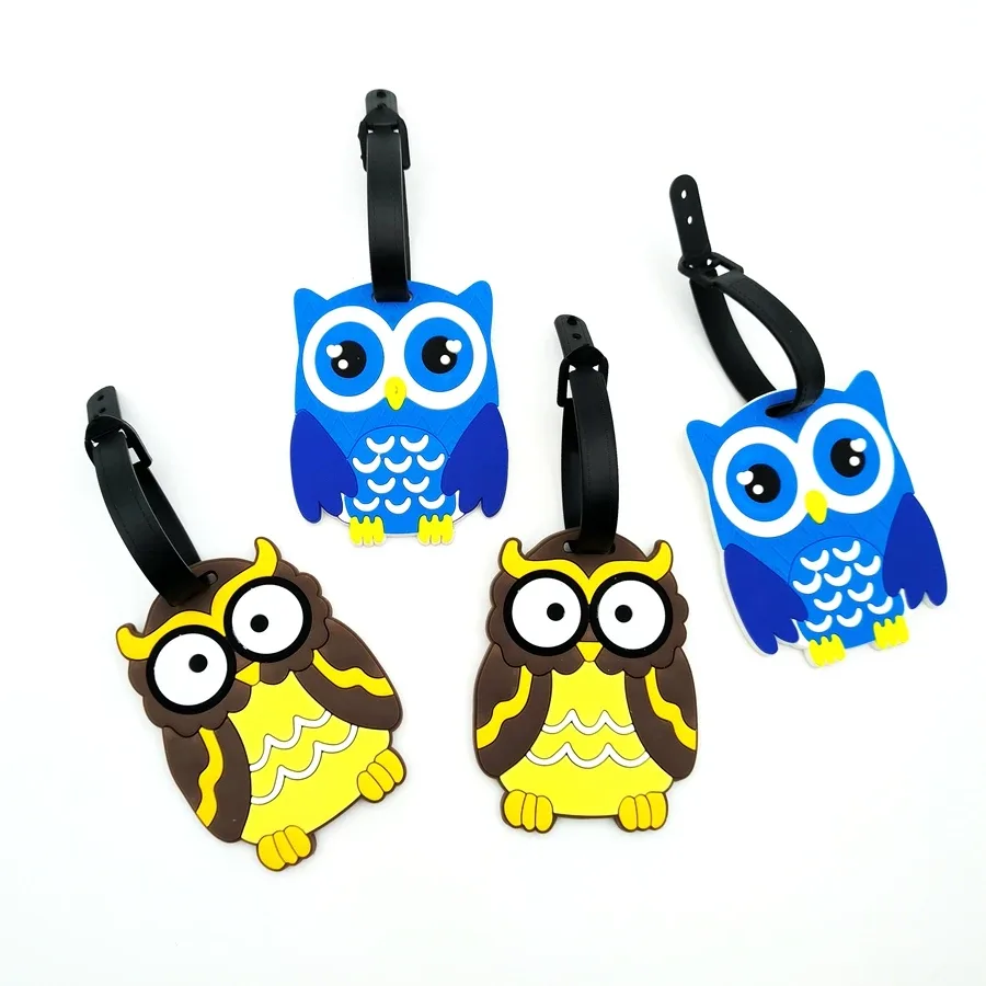 étiquette de bagage de hibou de conception mignonne pour les voyages d'affaires, identification anti-perte d'aéroport, essentielle pour sortir au travail, unisexe, 1pc, 2pcs