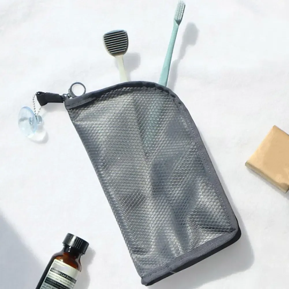 trousse de toilette en maille autoportante, organisateur cosmétique portable pour voyage, pochette de rangement maquillage étanche, étui de voyage lavable