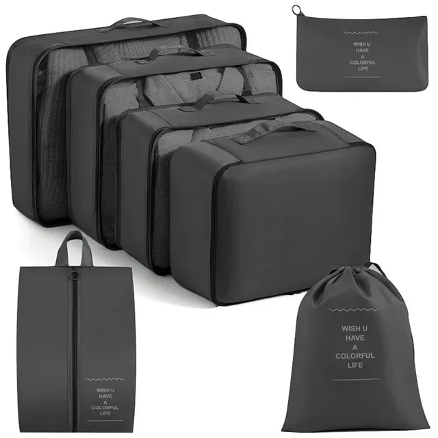 organisateur voyage polyester visibilité sac compresseur vêtements accessoires beige rose pâle léger résistant transport
