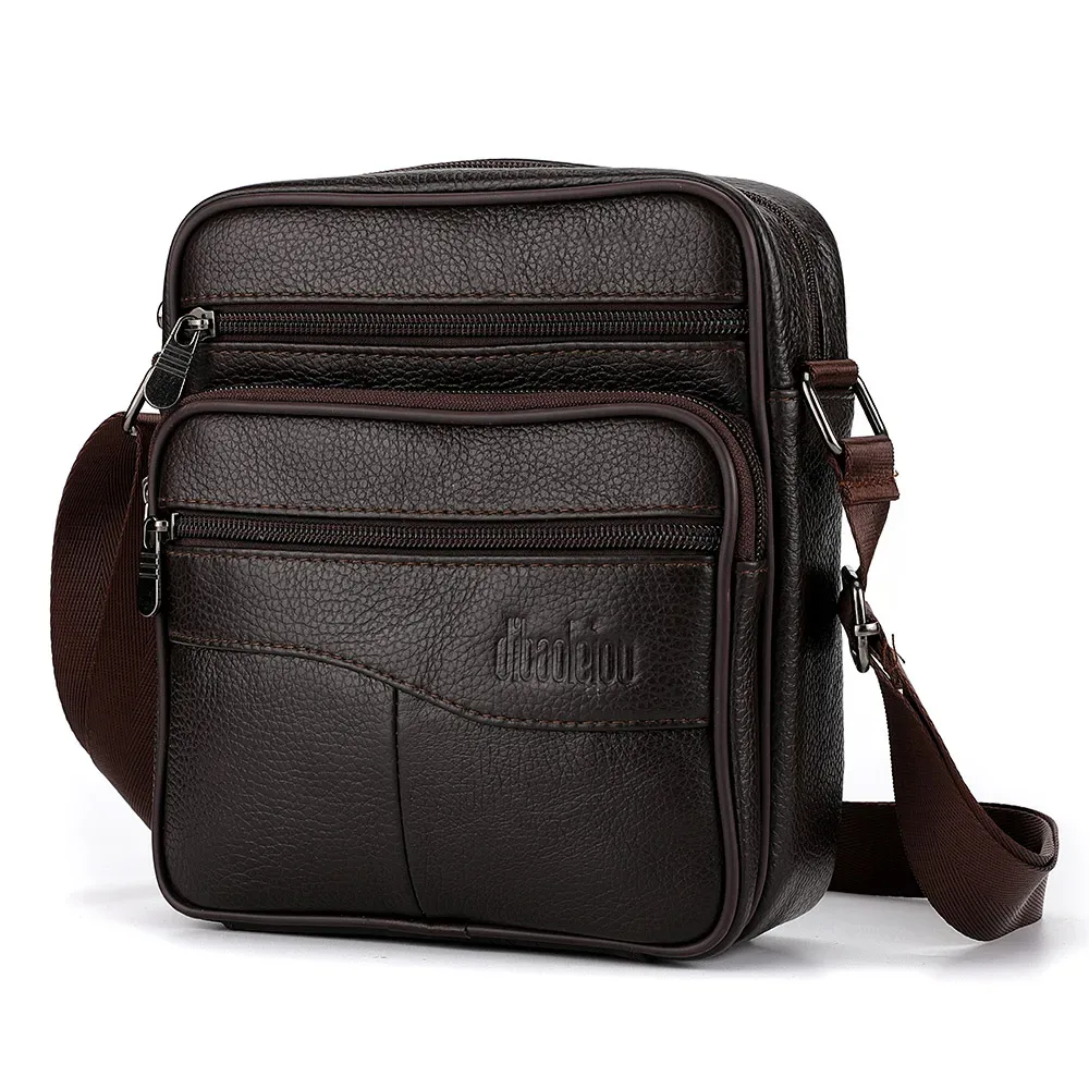 nouveau sac à bandoulière pour hommes d'affaires décontracté bracelet en cuir pour hommes sac latéral de courrier noir pour sac de voyage postier pour hommes