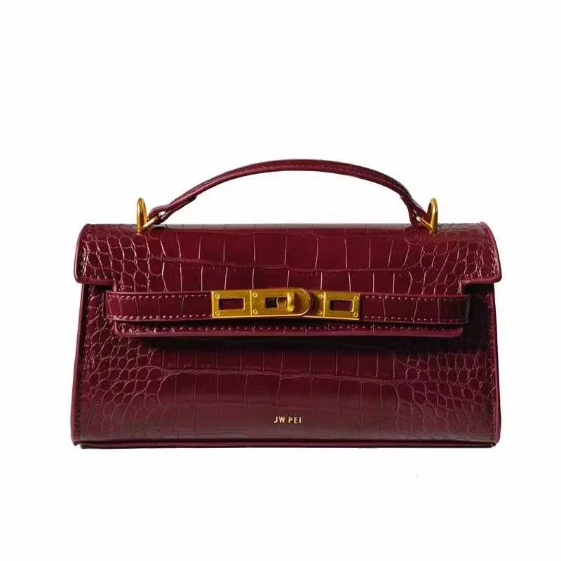 sac à main jw pei en cuir gaufré crocodile, sac de luxe convertible pour femme, sac bandoulière et sac à épaule de style nouveau