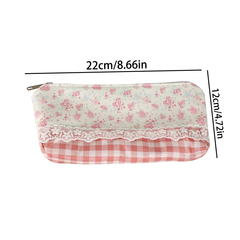 sac à cosmétiques en dentelle de haute qualité, sac à stylos design floral, sac de papeterie multifonctionnel de grande capacité, trousse à crayons pour étudiants
