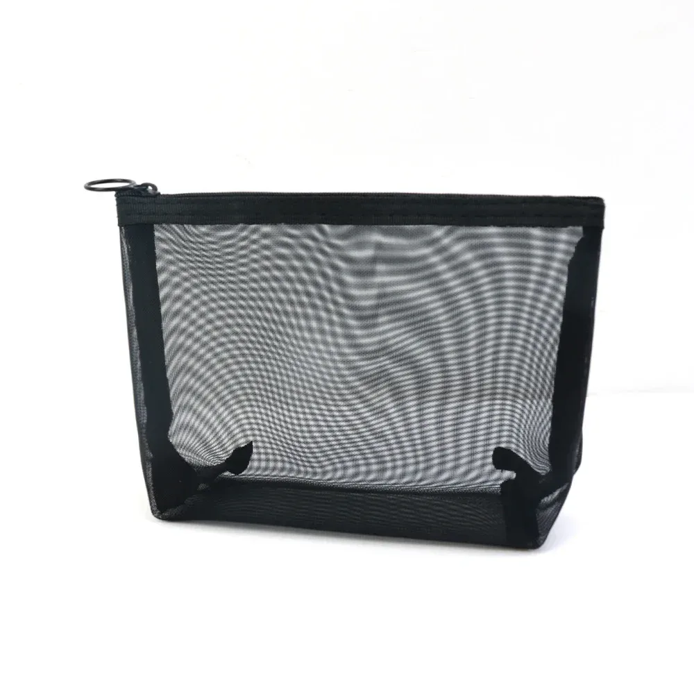 sac à cosmétiques de voyage pour femmes, grande capacité, étui de maquillage en maille noire, pochette de rangement, trousse de toilette décontractée à fermeture éclair, sacs de lavage de maquillage