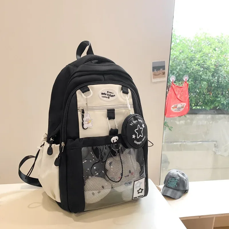 sac à dos d'école en nylon mignon pour fille et adolescente cartable multi-poches kawaii pour livre et ordinateur portable