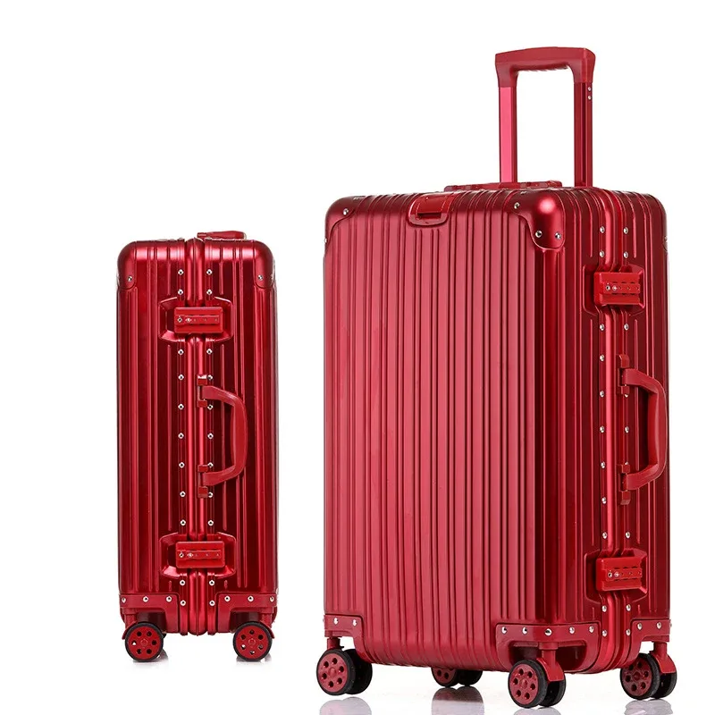 valise de voyage en alliage aluminium-magnésium 20/24/26/29 pouces, valise à roulettes, bagage à main, valise cabine