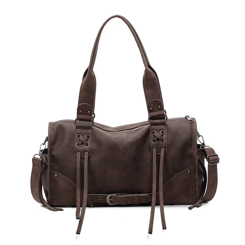 sac à main de moto rétro pour femmes, design à pompon, sac d'oreiller à bandoulière haut de gamme, tendance, grande capacité, sac sous les bras pour femmes