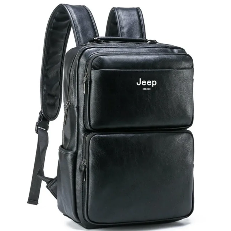 sac à dos en cuir vintage jeep buluo pour homme, grande capacité, sac pour ordinateur portable, sac à dos décontracté pour le travail, les voyages, l'université