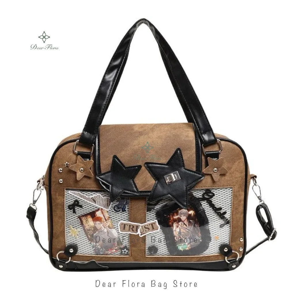 y2k tendance étoile ita sac lolita fille poche transparente femmes bricolage affichage sac à bandoulière mode sac à bandoulière mignon sac à main sac à main