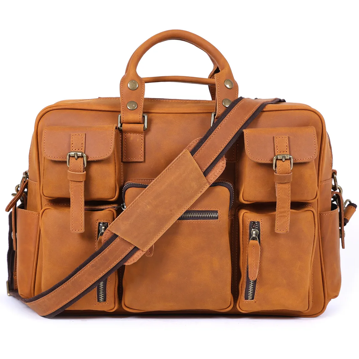 sacoche vintage pour homme en cuir pleine fleur, sac messager pour ordinateur portable 16 pouces, sac de voyage d'affaires en cuir véritable crazy horse
