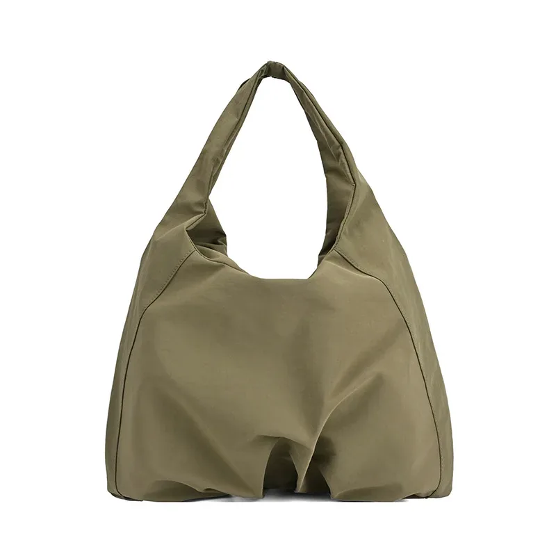 sac à bandoulière décontracté en nylon avec fermeture éclair et logo personnalisé, sac à main polyvalent pour les trajets quotidiens, pochette de rangement en polyester de couleur unie pour le shopping