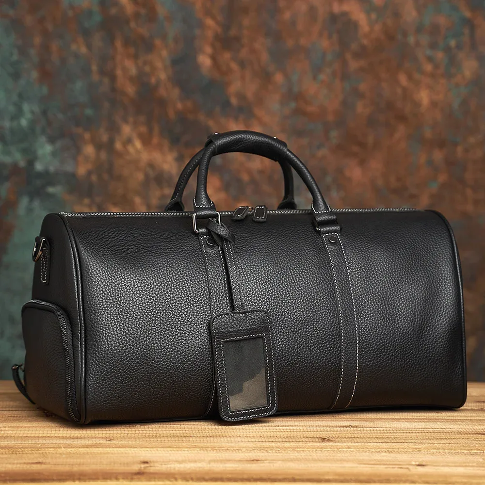 nasva-sac de voyage en cuir vintage pour homme, sac de week-end, sacs à main, sacs de messager, bagage avec compartiment à chaussures