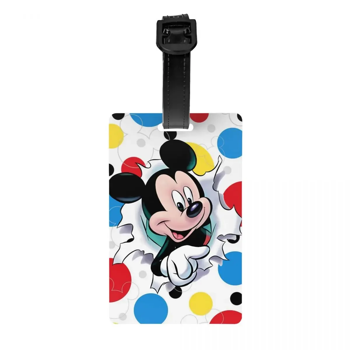 étiquette de bagage personnalisée m-mouse pour valises, étiquettes de bagage mignonnes de dessins animés, étiquette d'identification avec couverture de confidentialité