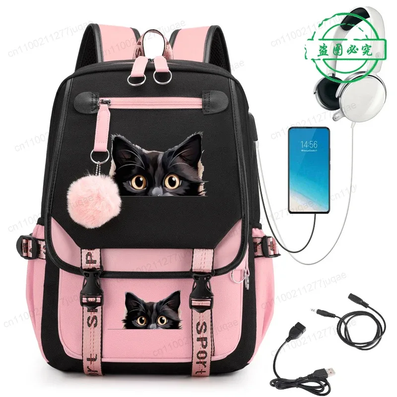 sac à dos kawaii chat de dessin animé tendance anime pour adolescentes et adolescents, sac d'école, sac de voyage pour ordinateur portable