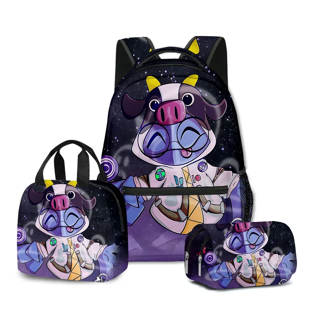 chimyouthful yeeps hide and seek 3d print sacs d'école pour étudiants, sac à dos pour ordinateur portable, sac à lunch portable, étui à crayons, 3 pièces par ensemble