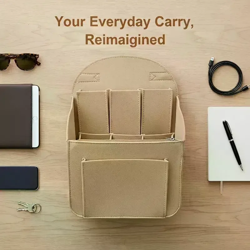 insert de sac à dos portable en feutre, petit sac de rangement pour cosmétiques, organisateur de maquillage, séparateur de sac de voyage, sac à bandoulière compatible avec divers sacs