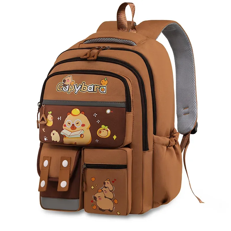 kawaii capybara école sac à dos 3 pièces filles sacs d'école ensemble sacs à dos décontractés enfants livre sac enfants cartable voyage sac à dos