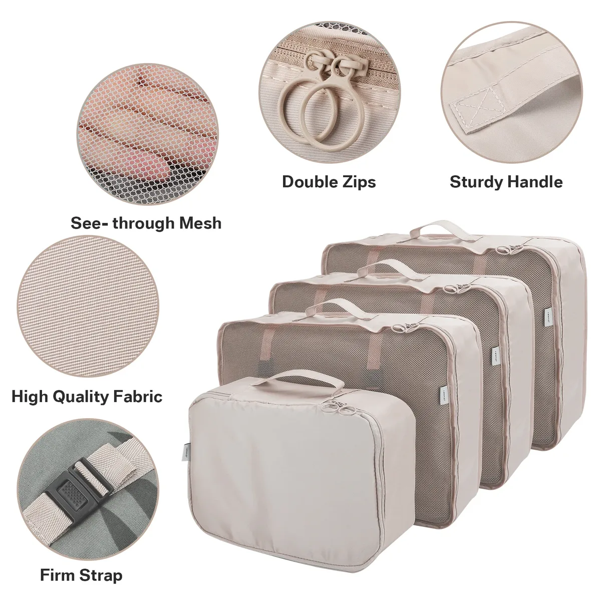 organisateur voyage beige clair motifs palmiers vagues grande capacité sac rangement nylon résistant eau polyvalent femmes