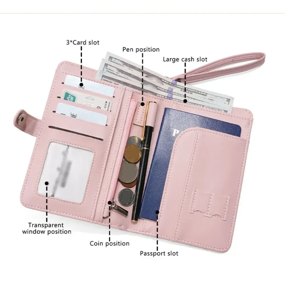 porte-cartes en pu, étui à passeport avec cordon de suspension, couverture de passeport, clip pour passeport, étui pour carte d'enregistrement d'avion, sac de rangement pour cartes