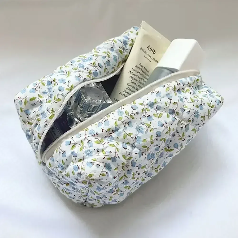 sac de maquillage à fermeture éclair imprimé fleur, organisateur de rangement, accessoire de maquillage, sac à main de toilette, pochette à cosmétiques, grand sac à cosmétiques de voyage