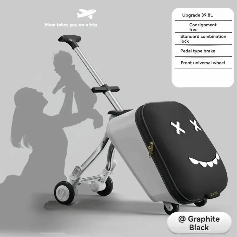 valise chariot enfant boisserie amovible tissu doux vert clair visage souriant voyage jeu éducation transport
