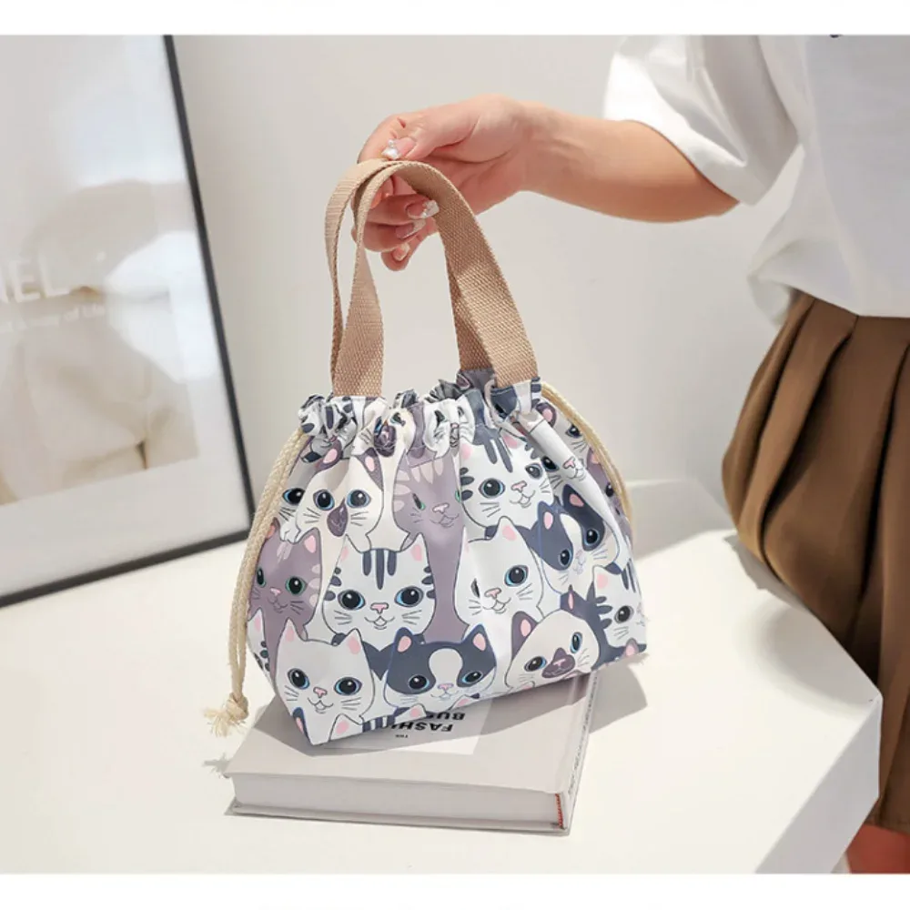 nouveau sac à sangle à cordon en nylon impression de dessin animé sac de repas de stockage mignon sac fourre-tout