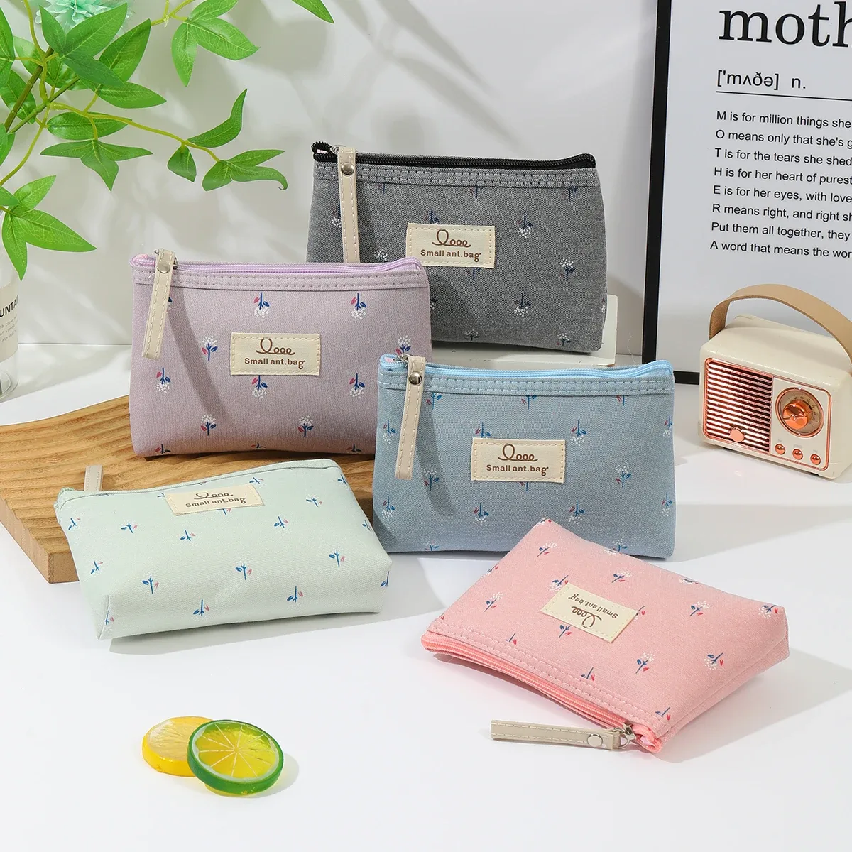 trousse de maquillage en toile style instagram imprimée, trousse à crayons portable pour femme, trousse de voyage pour étudiants, sac de rangement pour articles de toilette