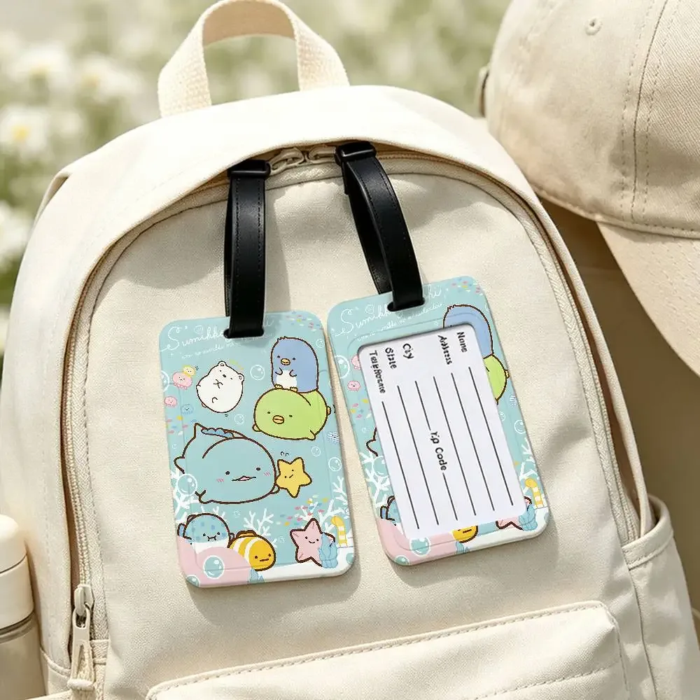 porte-étiquette d'identification anti-perte en pvc flexible sumikko gurashi, anime japonais, pour tous types de sacs de voyage