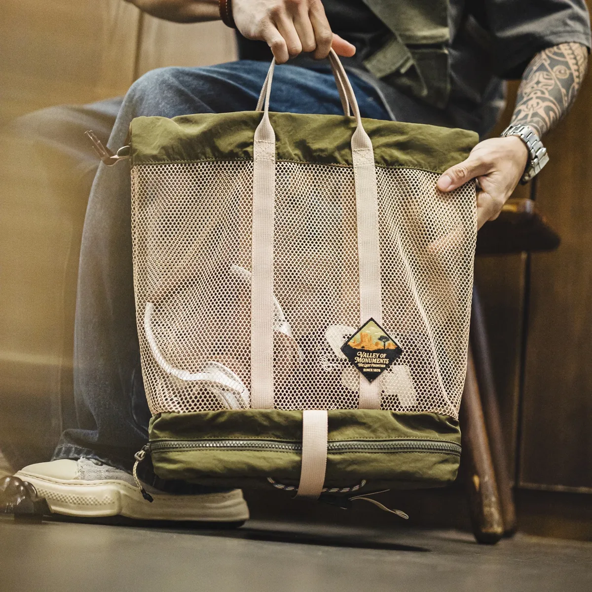 sac de pêche multi-usages maden pour homme, style workwear américain, pliable 2-en-1, sac bandoulière et fourre-tout grande capacité, sac messager décontracté pour l'extérieur