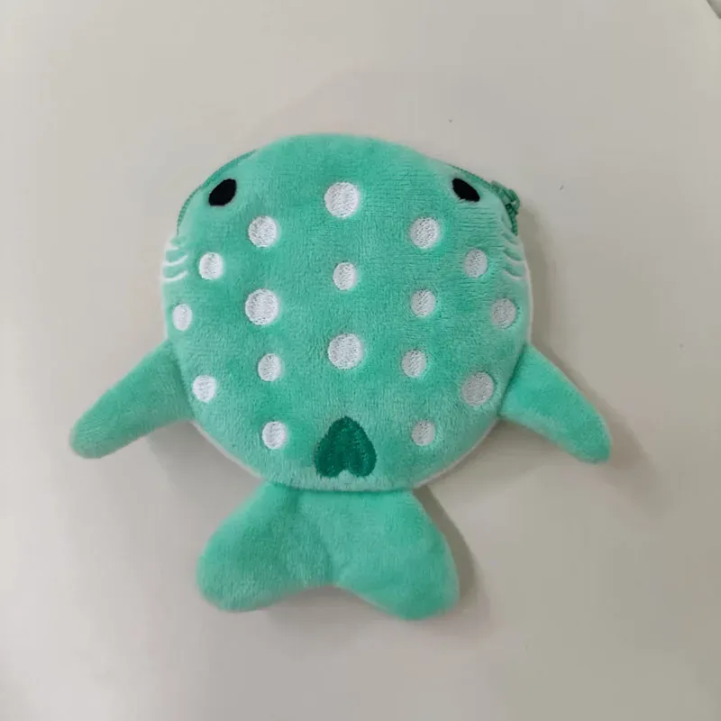 porte-monnaie en peluche mignon requin baleine dessin animé, portefeuille kawaii portable, sac à monnaie, organiseur de clés et écouteurs, pochette zippée