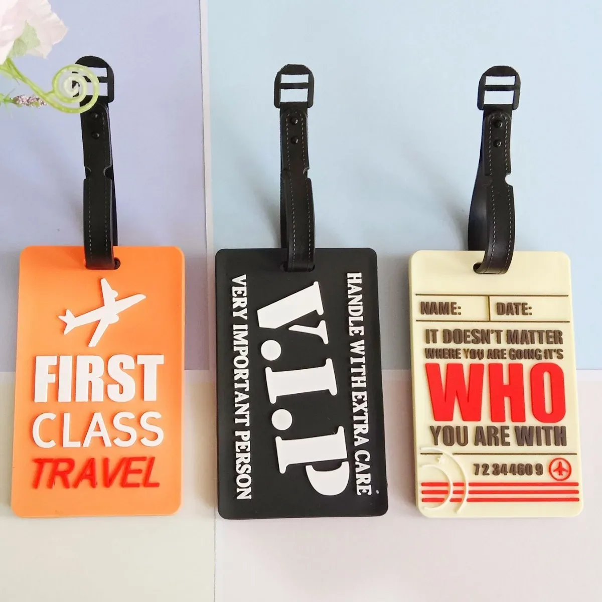 nouvelles étiquettes à bagages créatives en pvc – étiquettes d'identité pour carte d'embarquement, adresse, nom – étiquettes de valise mignonnes – accessoires de voyage