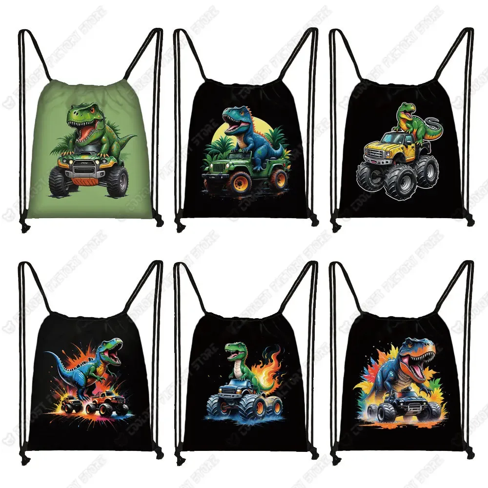 Sac à dos de sport de dessin animé pour adolescent, sac à livres de jour, porte-chaussures, dinosaure, camion, impression d'ingénierie, proximité, Wstring, voyage