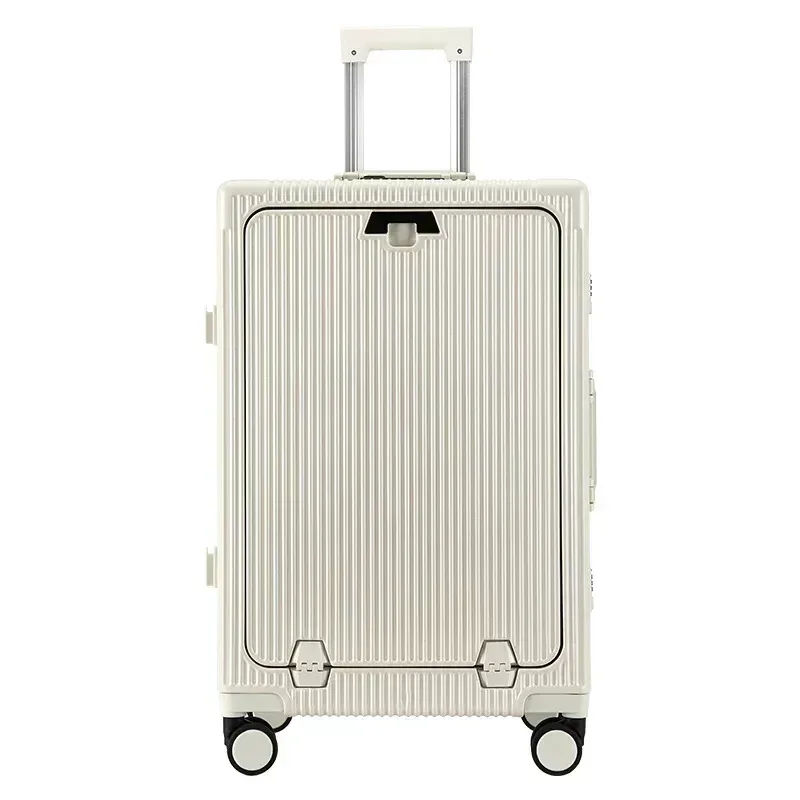 valise à roulettes grande capacité à ouverture frontale de 26 pouces, valise trolley abs+pc, valise avec chargeur usb sur roulettes