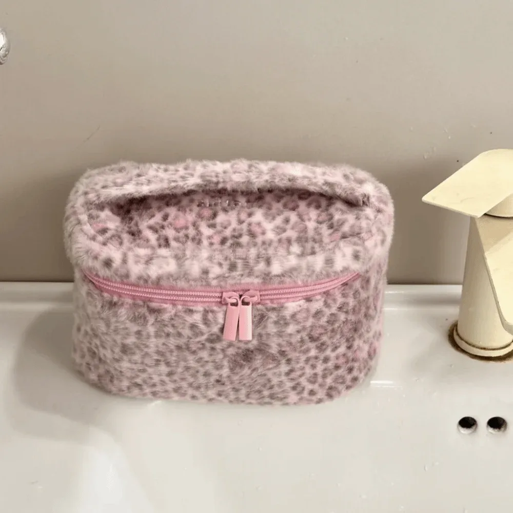 nouvelle trousse de maquillage portable avec fermeture éclair, motif léopard, étui de rangement multifonctionnel, sac à main portable pour femmes et filles
