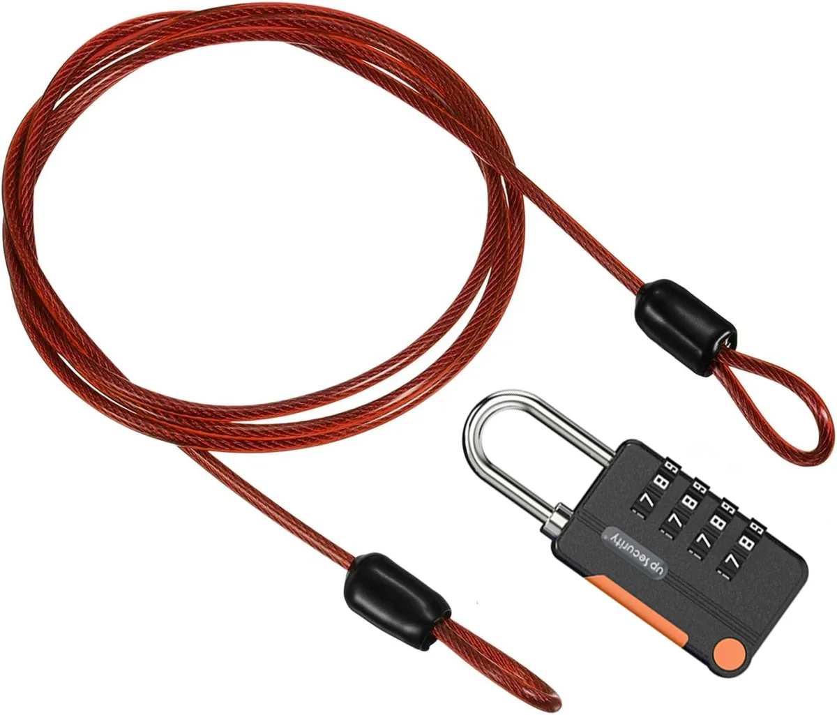cadenas serrure tsa métallique chaîne noire boutons orange voyage robuste sécurité combinatoire usage bagage vélo