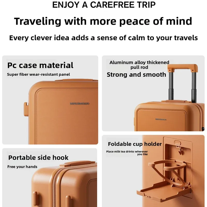 valise de voyage multifonctionnelle 20/24 pouces, élégante, à roulettes silencieuses, pour affaires et cabine