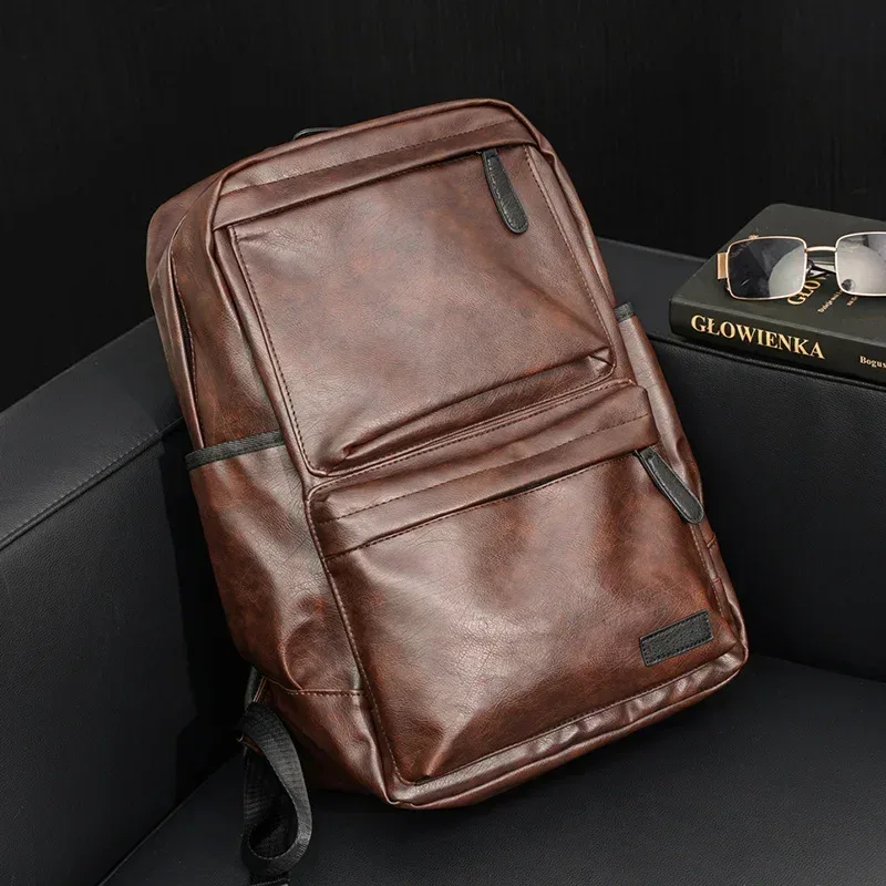 sac à dos de luxe en cuir pu souple pour hommes, grande taille, sac d'ordinateur, mode voyage camping, sacs d'école pour étudiants