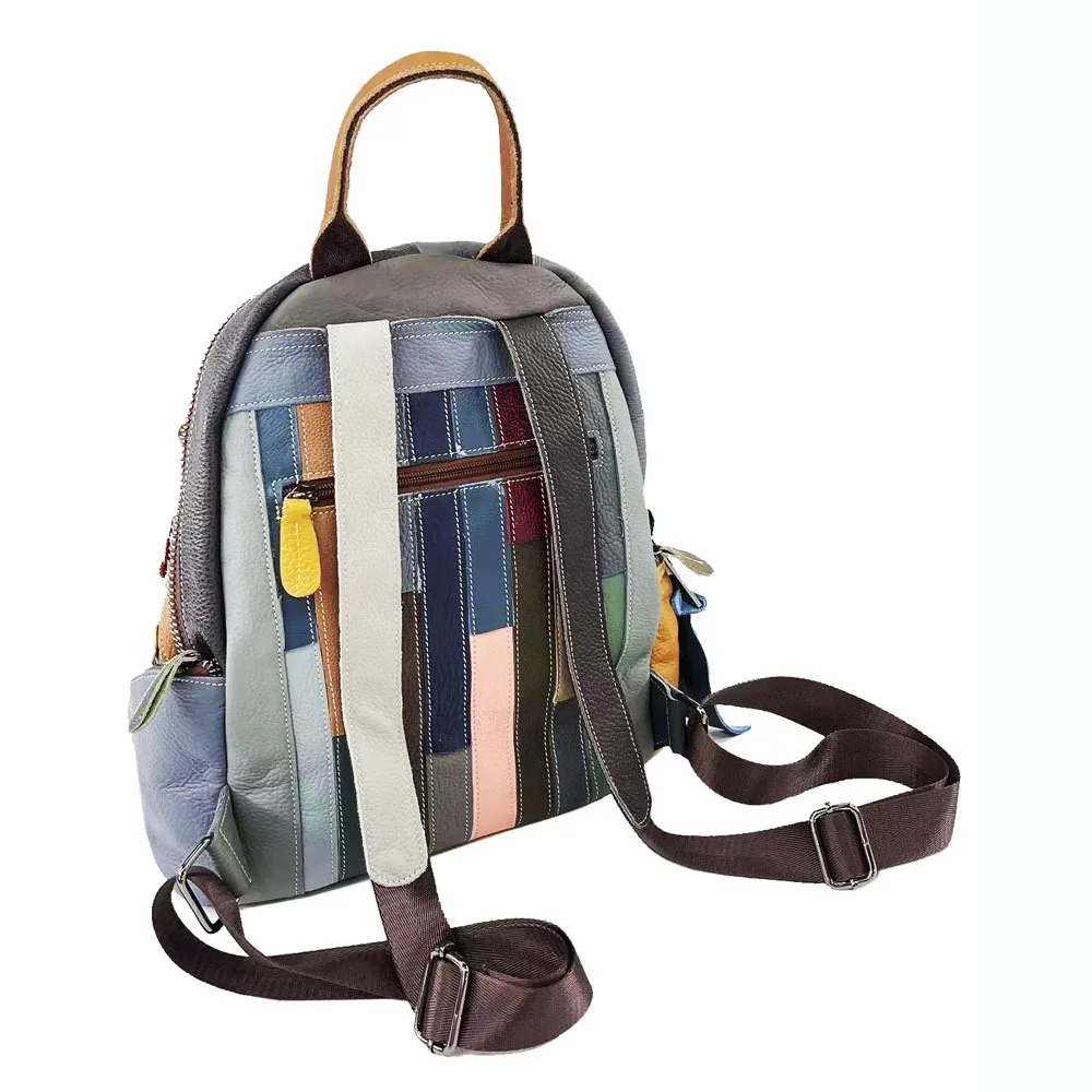 sac à dos en cuir véritable pour femme, motif floral, cartable de voyage pour dames, nouvelle collection 2025
