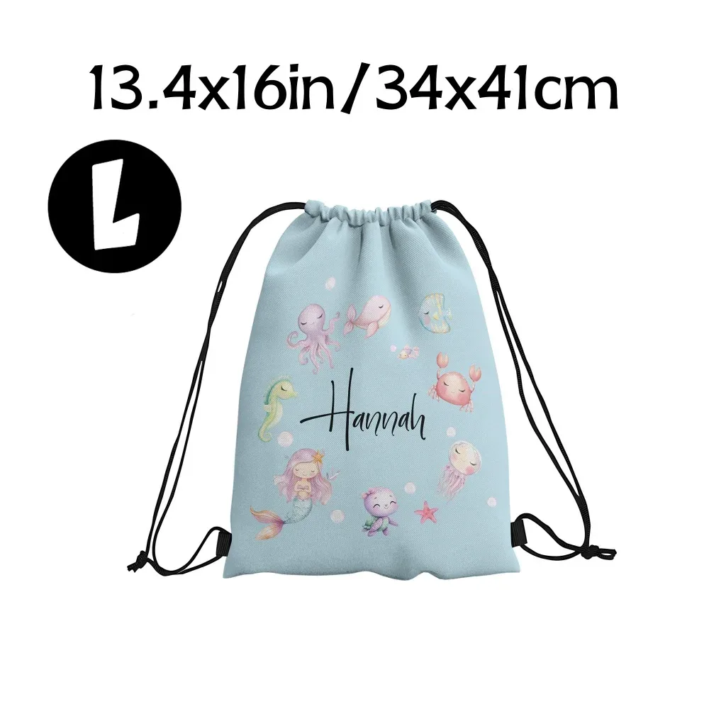 sac à cordon personnalisé avec nom/texte, avec motif de sirène, sac de sport léger, sac de voyage, sac de rangement pour salle de sport, 1 pièce