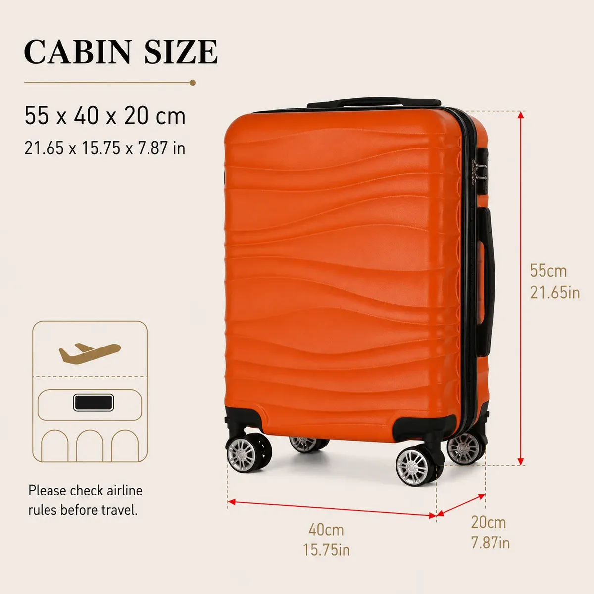 valise cabine 55*40*20cm, 20 pouces, compatible avec plusieurs compagnies aériennes, roues détachables, poignée télescopique à trois sections, plusieurs compartiments, coque rigide, affaires, voyages de week-end, cadeau de vacances