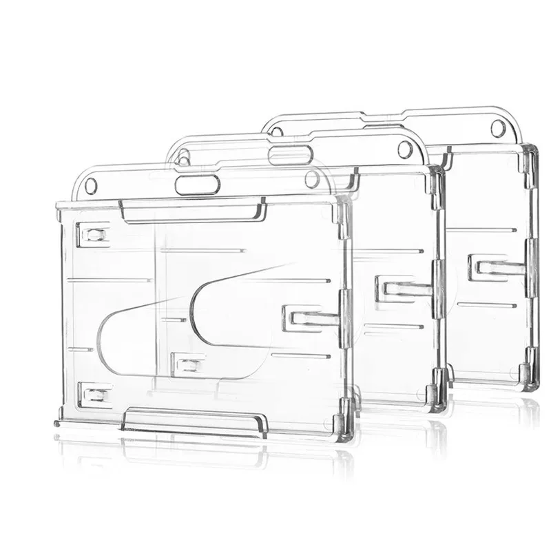 fentes pour cartes transparentes, porte-badge pour étiquette d'identification, avec bobine de badge, organisateur de rangement pour cartes, étui pour cartes de travail pour passe des employés