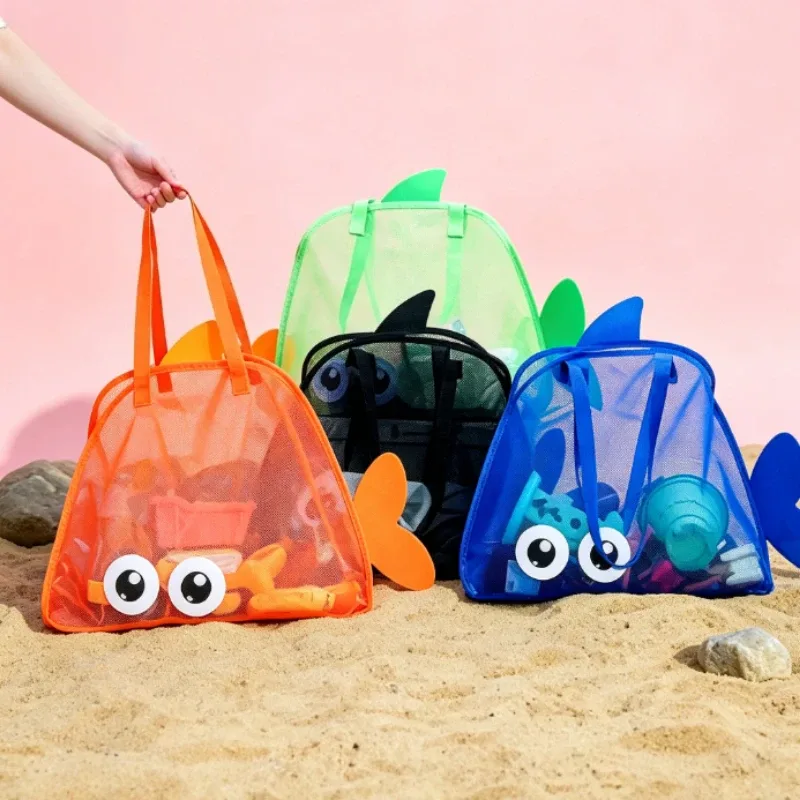 sac de rangement mignon de grande capacité, pochette portable pliable en maille pour organiser les jouets de plage, idéal pour les voyages et les activités sportives en plein air