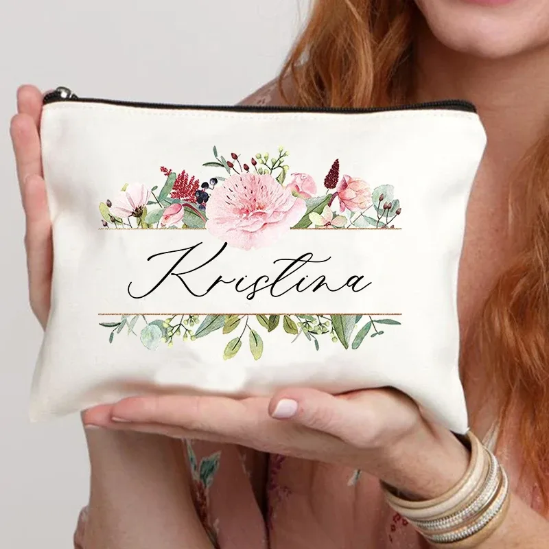 trousse à cosmétiques personnalisée avec nom, meilleur cadeau pour les enseignants de demoiselle d'honneur, femme, sœur, trousse de maquillage personnalisée, trousse de toilette tendance pour femmes