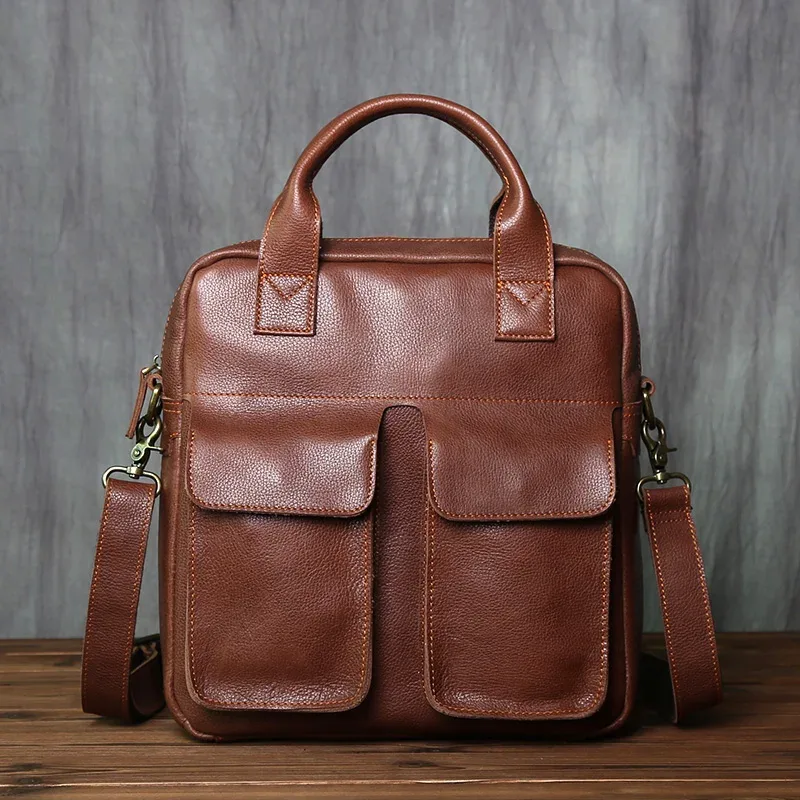 nzpj – sac à main rétro en cuir pour hommes, nouvelle couche supérieure verticale en peau de vache, sac messager à bandoulière simple, porte-documents d'ordinateur pour facteur