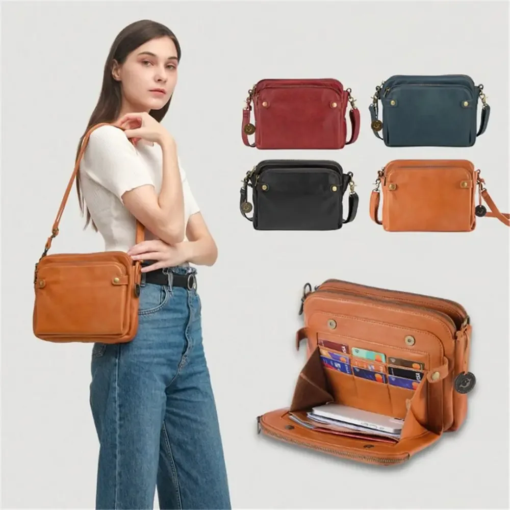 Sac à Bandoulière de Grande Capacité en Cuir à Trois Couches, Sacoche à Fermeture Éclair, Fourre-Tout, Bourse pour Femme, Offre Spéciale