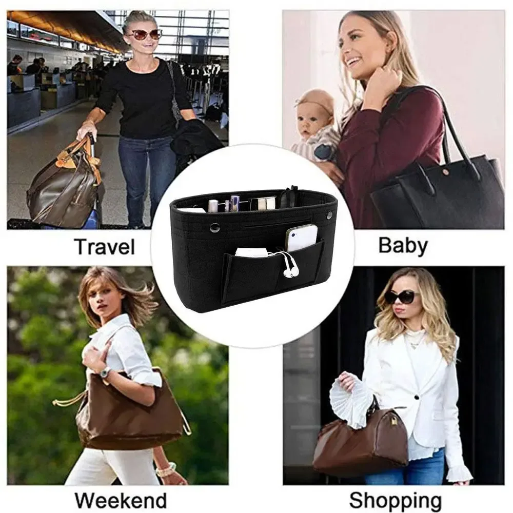 sac à main organisateur pour femmes, sac de voyage en feutre, doublure d'insertion, pochette de rangement