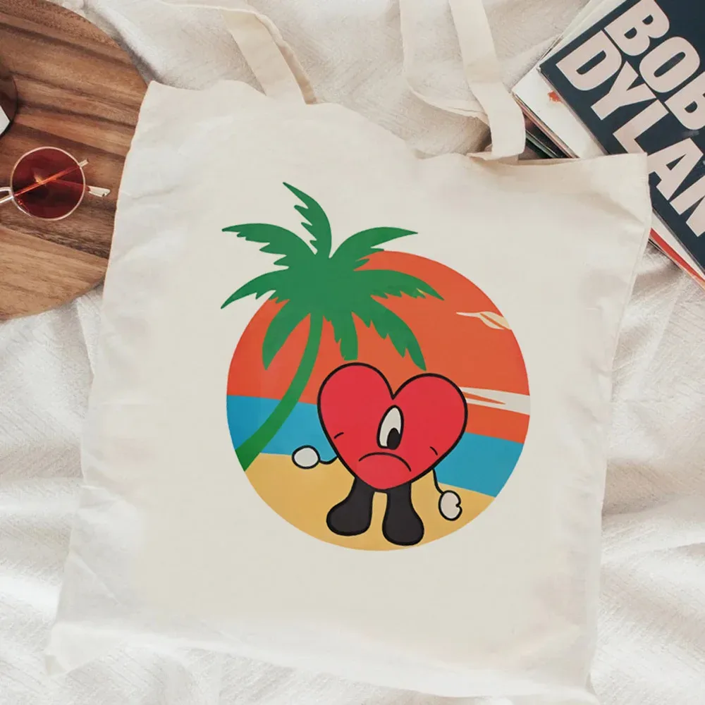 sac fourre-tout pliable bad bunny, sacs en tissu, sac de shopping, sac fourre-tout pour femme